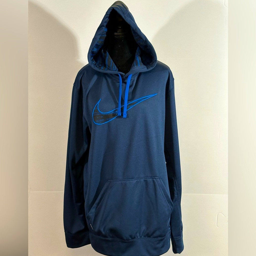 Blue/black Nike Therma-fit running jacket with hood large